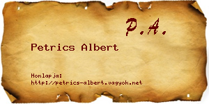 Petrics Albert névjegykártya