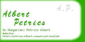 albert petrics business card